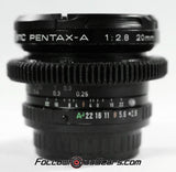 Seamless Follow Focus Gear for Asahi Opt. Co. SMC Pentax-A 20mm f2.8 Lens